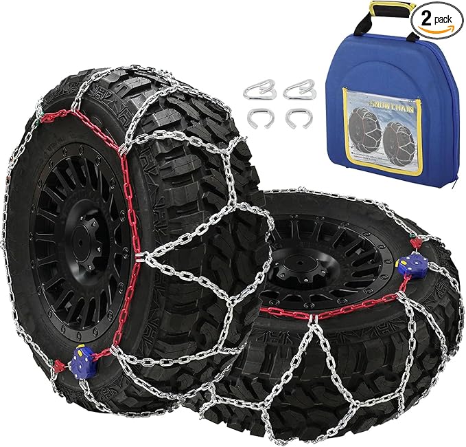 SCITOO Snow Chains for Car Pickup Trucks SUV,Universal Emergency Tire Traction Chain,Anti-Skid Thickening Tire Chains Width 2