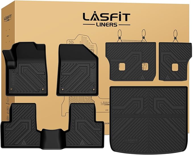 LASFIT Floor Mats & Cargo Mat for Jeep Cherokee 2015-2018 (Not Fit with Raised Dead Pedal) All Weather TPE Custom Fit Car Mats Floor Liners Cargo Liner Cargo Mat Black