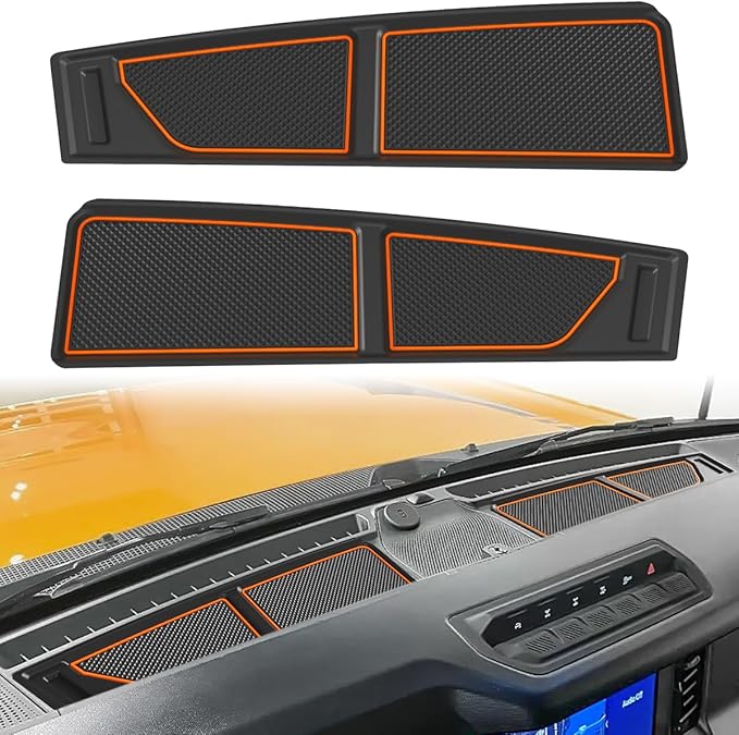 Auovo Dash Cover Tray Fit for Ford Bronco Accessories 2026 2025 2021 2022 2023 2024 Anti-Slip Silicone Dashboard Compartments