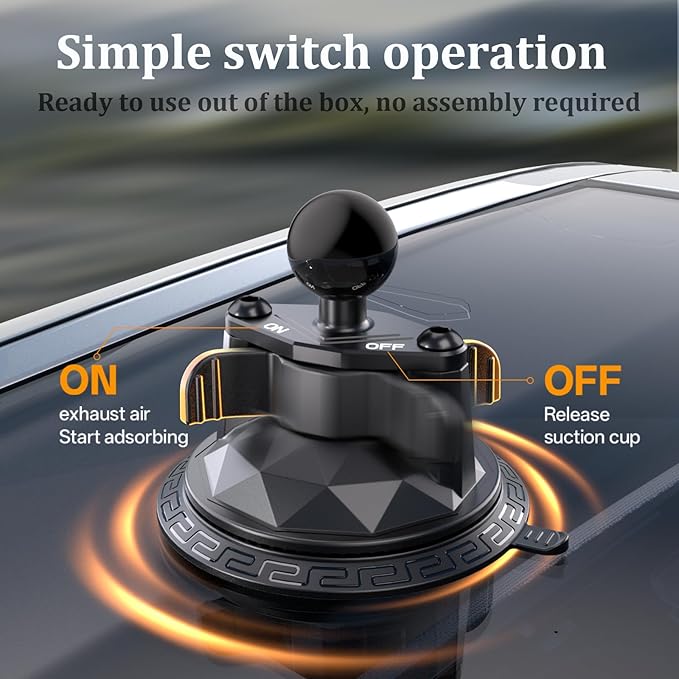 Camera Suction Cup Mount with Ball Head Magic Arm, Twist-Lock Composite Suction Cup Mount on Car Boat Windshield Window with 1/4"-20 Threaded for Action Camera/Camcorder/Phone Holder