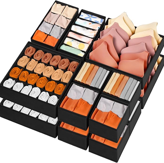 Criusia Drawer Organizer Clothes, 16 Pack Dresser Organizer Bins for Baby Clothes, Underwear Sock, Fabric Closet Organization