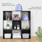 SUPER DEAL 9 Cube Open Shelf Bookcase 3 Tier Bookshelf Wood Cabinet Storage Organizer Display Shelves with 5 Removable Back P