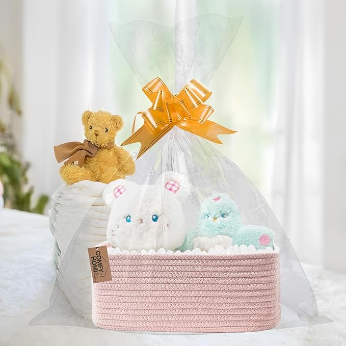 COMFY-HOMI 11.5"x7.5"x4.7" Storage Baskets for Organizing | Cotton Rope Woven Basket | Toy Storage Bin Box | Basket for Shelv