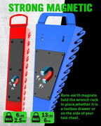SWANLAKE 4-Pack Magnetic Wrench Organizer Toolbox Holder, 2PCS 15-Slot and 2PCS 12-Slot Wrench Organizers, SAE & Metric Ratch