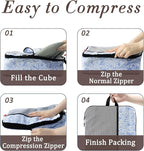 U+U 6 Set Compression Packing Cubes - Ultralight Travel Organizers with Laundry Bag, Space-Saving Suitcase Organizer for Trav