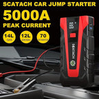 Scatach 5000A Jump Starter, 12V Jump Starter Battery Pack Portable (up to 9.0L Gasoline and 7.0L Diesel Engine), Car Battery