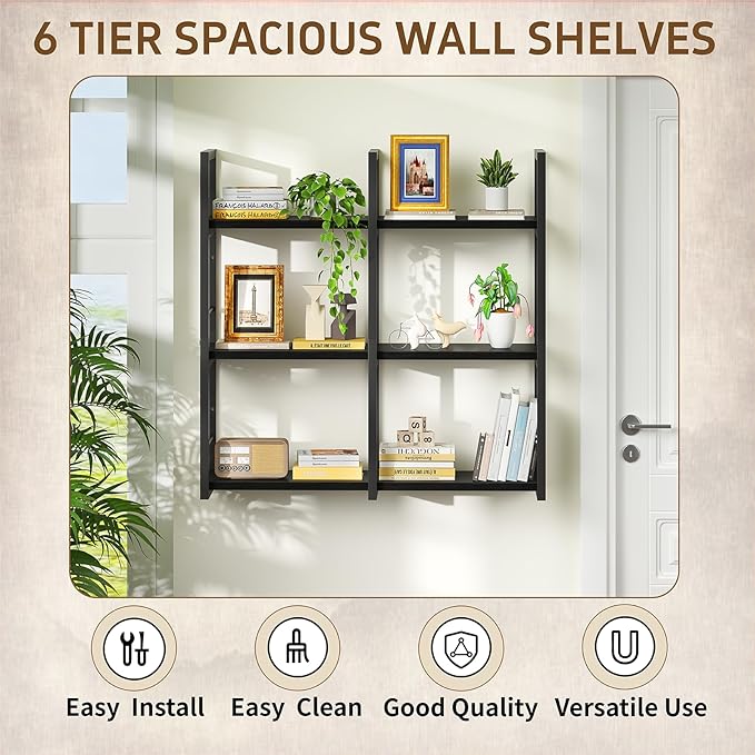 Wall Shelves, 31.5 Inch Floating Shelves for Books and Home Decor, Large Wood Wall Mounted Shelves for Office Bedroom Laundry
