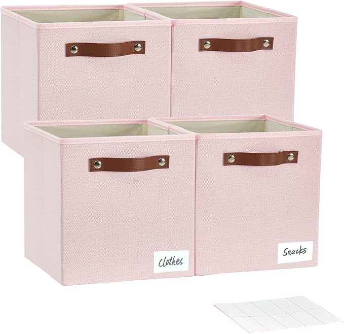 Bagnizer Collapsible Fabric Storage Cube Bins with 2 Reinforced PU Handles, Foldable Storage Organizer Baskets for Closet, Sh