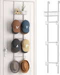 HapiRm Over Door Hat Rack - Wall Mounted Hat Organizer with 6 Hooks and Metal Basket Design, Baseball Cap Organizer Storage H