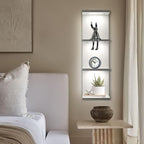 4 Tier LED Wall Shelf - Modern Floating Shelves for Makeup Vanity, Bedroom, Living Room | Easy Install Cosmetic & Display Lac