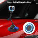 UTEBIT 6" Suction Cup Camera Mount with Ball Head Magic Arm, Metal Suction Cup Mount on Car Windshield Dash for Camera/Phone Holder, 1/4" Screw Action Camera Mount for DJI Action 5 Pro/4, Insta360 x5