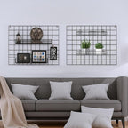 4 Pcs 15.75 x 3.94 x 1.97 Inch Metal Grid Wall Baskets with Hooks Grid Wall Shelves Hanging Wire Basket Multi Function Storag