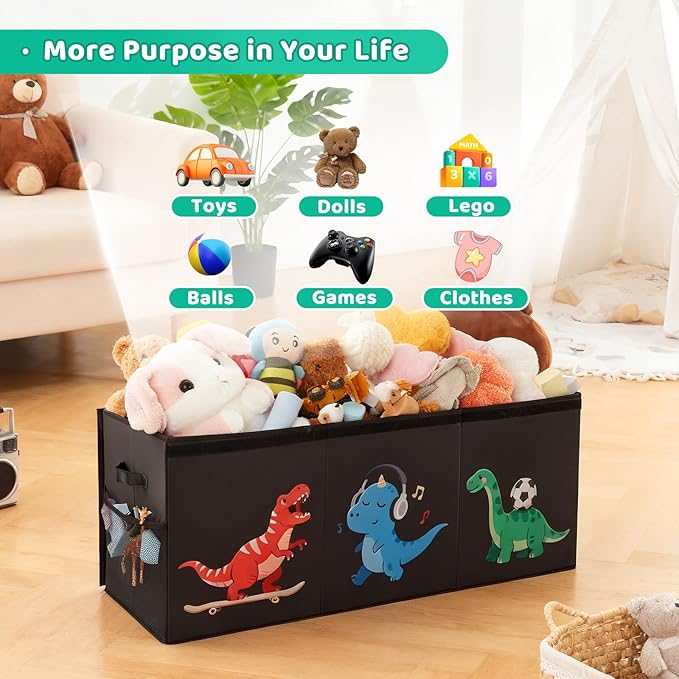 Extra Large Toy Box,150L Sturdy Dinosaur Collapsible Storage with Lid,40"x14"x16" Kids Storage Organizer,Chest Bin Baskets fo