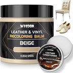 Leather Recoloring Balm with 100ml Mink Oil Conditioner | Beige Repair Kit, Dye & Color Restorer for Furniture, Sofa, Car Sea