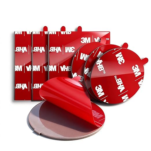 3M Double Sided Adhesive Pads 3 Square 2.2" & 3 Round 1.5" Heavy Duty Mounting Tape for Dash Cam Mount Windshield GPS Camera Holder Dashboard & Outdoor Automotive Applications
