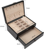 Pinzoveco Jewelry Box for Women, Rustic Wooden Jewelry Organizer Box for Storage Earrings Rings Necklace Bracelet, Farmhouse 