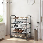 STO STO 5-Tier Shoe Rack with Sturdy Mesh Shelves, Heavy Duty Metal Shoe Organizer for Entryway, Closet, Garage, Front Door, 