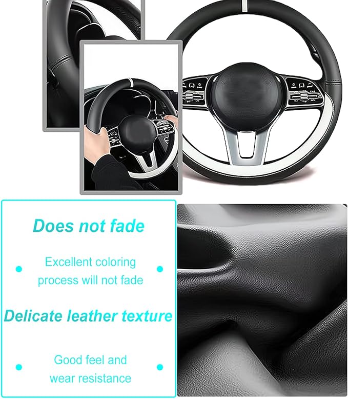 Custom fit for Toyota Car Steering Wheel Cover, Nappa Leather Non-Slip Steering Wheel Cover, Designed for Toyot-a Interior Accessories (Brown,for Toyota)