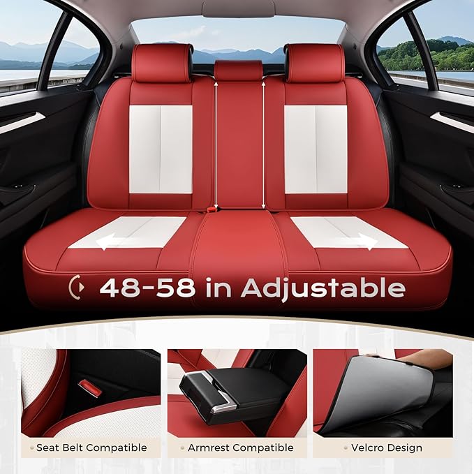 Coverado Car Seat Covers Full Set, Car Seat Protector Waterproof, Nappa Leather Car Seat Cushion, Seat Covers for Cars, Front
