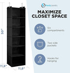 Handy Laundry Hanging Closet Organizer - 6 Shelf Storage for Clothes, Sweaters, Shoes & Accessories - Space-Saving Wardrobe S