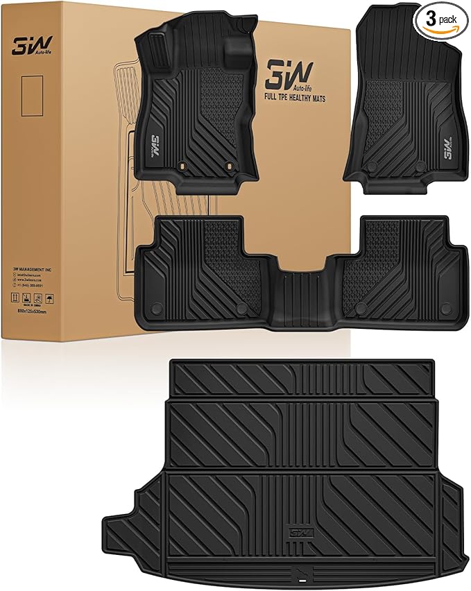 3W Floor Mats & Cargo Liner for 2025-2026 Subaru Forester (Not Fit Hybrid & Wilderness), TPE All Weather Floor Mats Custom Fit 2025-2026 Forester Full Set Anti-Slip Heavy Duty Accessorious, Black