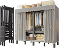 Heavy Duty Clothing Rack with Oxford Fabric Cover, Portable Closet Wardrobe with Hanging Rods, Freestanding Wardrobe, Metal C