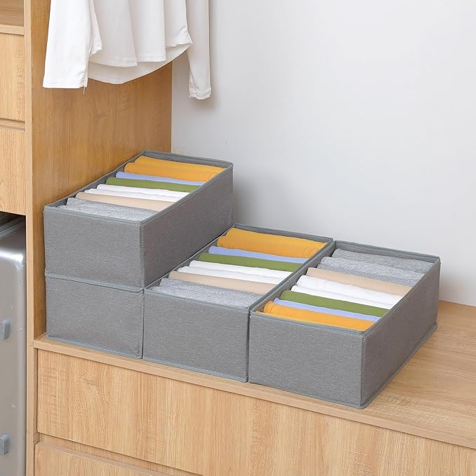 Qozary 4 Pack Drawer Organizers for Clothing, 10 Grids Foldable Dresser Drawer Organizers, Clothes Organizer for Folded Cloth