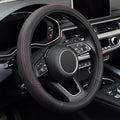 LABBYWAY Steering Wheel Cover, Universal Fit 15 Inch Microfiber Leather Car Wheel Protector, Anti-Slip, Black