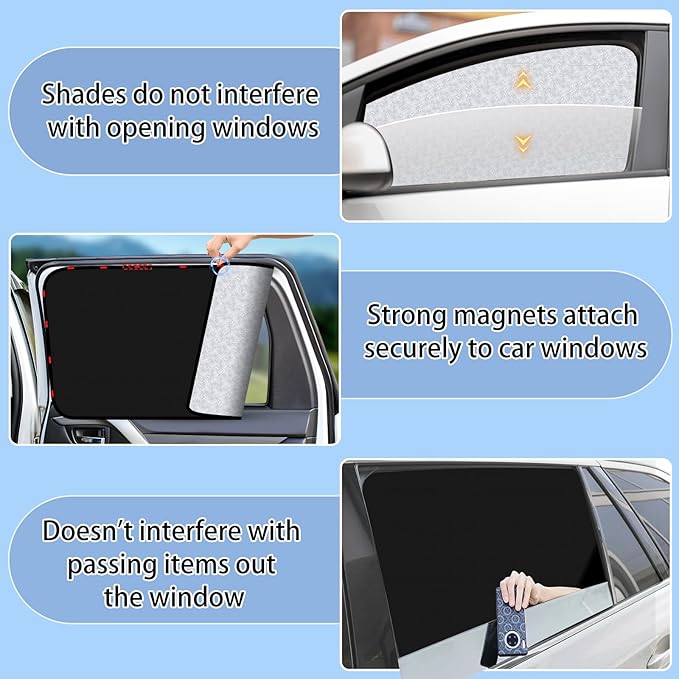 ZATOOTO Car Window Shades for Toyota RAV4 2019-2024, 4 Pcs Magnetic Car Window Covers, 100% UV Protection Foldable Privacy Curtains Side Window Sun Shade for Baby Breastfeeding Sleeping Camping