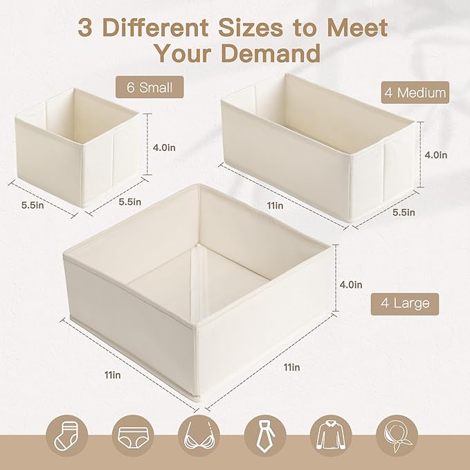 Criusia Drawer Organizer Clothes, 14 Pack Dresser Organizer for Baby Clothes, Underwear, Sock- Foldable Closet Organization a