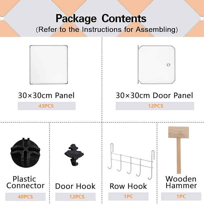 C&AHOME Cube Storage Organizer with Doors, 12-Cube Shelves, Closet Cabinet, DIY Plastic Modular Bookshelf Ideal for Bedroom, 