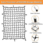2’x3’ Bungee Cargo Net Stretches to 4'x6' for Truck Bed,Pickup Bed,Trailer,Motorcycle and Bike with 6 Adjustable Hooks Heavy Duty 5mm 2”x2” Mesh Holds Small and Large Loads by Cenipar