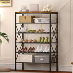 6 Tiers Metal Shoe Rack，Large Capacity Shoe Rack Holds 24 Pairs of Shoes, Durable and Stable, Adjustable Metal Shelf Stackabl