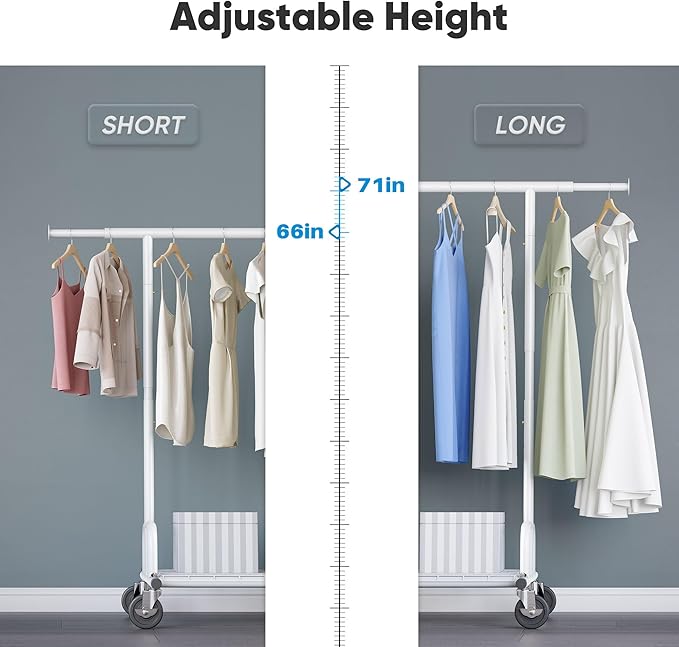HOKEEPER Clothes Rack Collapsible Clothing Garment Rack Capacity 525LBS Clothing Racks on Wheels Heavy Duty Rolling Clothes R