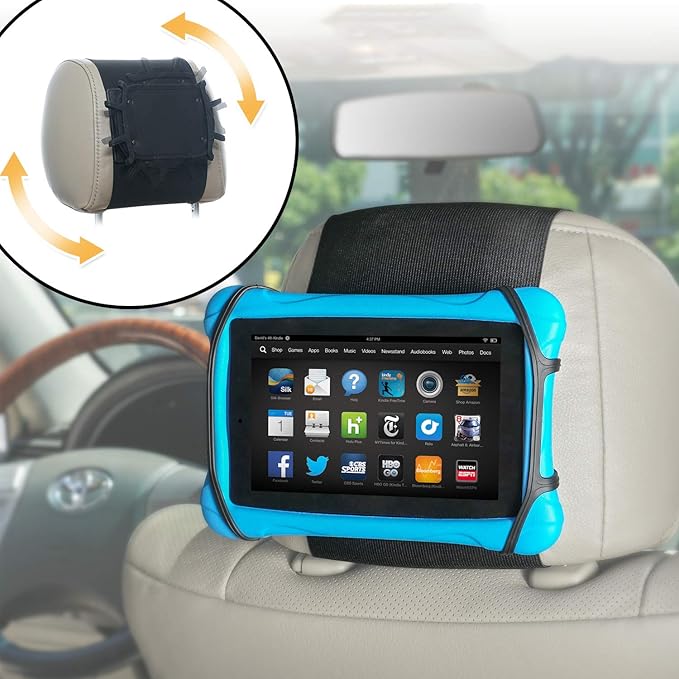 Car Headrest Holder Swivel Car Headrest Mount Silicon Holder for 7-10 Inch Fire Tablets