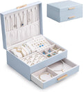 Lolalet 2-Layer Jewelry Box Organizer for Women Girls, Jewelry Storage Case Holder with Drawers for Necklaces Ring Earrings B