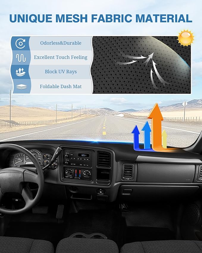 FIILINES Dash Cover for 1999-2006 GMC Sierra/Chevrolet Silverado, 2000-2006 GMC Yukon XL/Chevy Suburban Tahoe Avalanche, Upgr