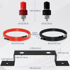 Battery Relocation Kit, Battery Jump Post Kit Heavy Duty Remote Battery Terminals Charging Post with Bracket Cable Compatible with UTV ATV Car Trucks RV Tractor Boat
