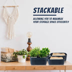 Zopeal Plastic Storage Bins 10 Pcs Blue Pantry Organizer Bins Small Baskets Storage Containers for Home Kitchen (8 x 5.7 x 3 