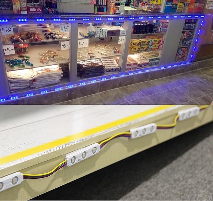 10FT Storefront Window LED Light Kit 5050 RGB Injection LED Module Light with Power Plug and 24 Key Remote Controller