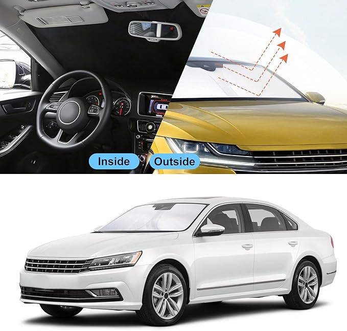 Front Windshield Sun Shade Foldable Car Front Window Sun Shade Windshield Shade Custom Fit for 2012-2022 Volkswagen VW Passat Block UV Rays Accessories Heat Keep Cooler