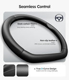Wigoo Steering Wheel Cover for New Model Y Juniper & Model 3[Ultra-Thin, Breathable Leather] Model 3 (2024~2026)/New Model Y Juniper Accessories, for Men and Women, D Type, 14.5''-15''