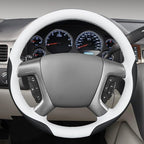 MEWANT Hand Stitch Steering Wheel Wrap Black White Faux Leather Interior Restore Kit for 2007-2013 Chevy Silverado 1500 2007-2014 Silverado 2500 3500 Tahoe Suburban Avalanche 2009-2017 Traverse
