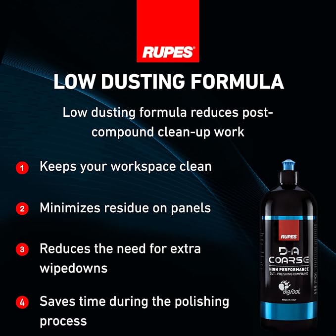 RUPES 1000 ml D-A Coarse High Performance Cut Polishing Compound for Car Detailing & Removing Severe Scratches (Pack of 6) | Micro-Abrasive Technology | Reduces Oxidation and Removes Swirl Marks