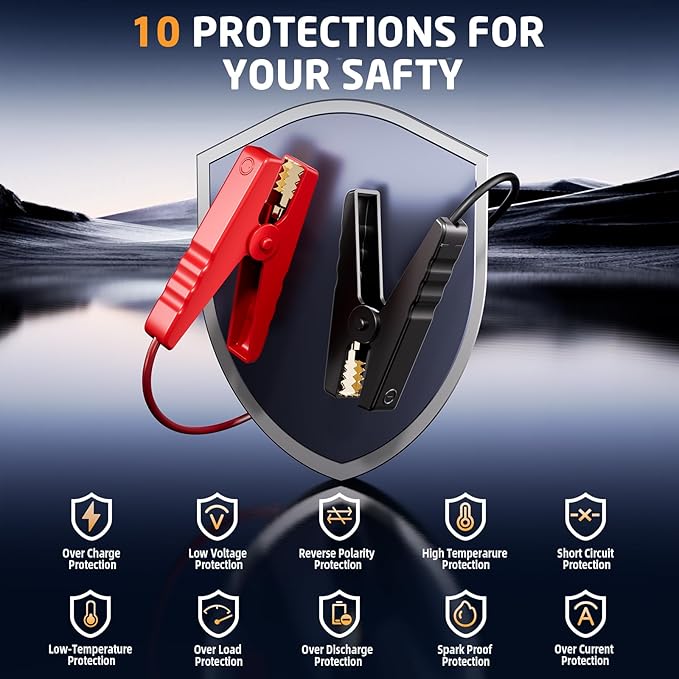 Jump Starter with Air Compressor 8000A Car Battery Jump Starter (9.0 Gas/8.0L Diesel) 180PSI Car Battery Jumper Starter
