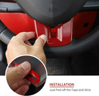 Linskip Steering Wheel Trim Compatible with Dodge Challenger/Charger/Durango/Dart 2009-2014 & Journey 2013-2022, Steering Wheel Cover for Challenger Interior Accessories 3Pcs(Red)