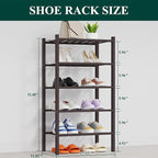 Smiry Shoe Rack, 5 Tier Thick Small Bamboo Shoe Organizer, Stackable Free Standing Wooden Shoe Storage Shelf for Closet, Entr