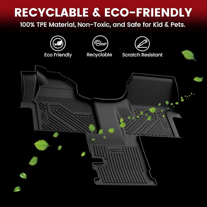 LASFIT Floor Mats for Mercedes Benz & Dodge Sprinter 2500/3500 2007-2018 (Fit for Cargo Van), All Weather TPE Floor Lienrs Custom Fit Sprinter 2007-2018 Car Mats, 1st Row & Center Aisle Liner