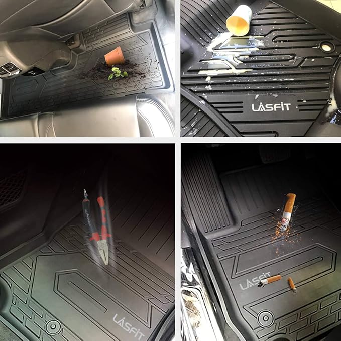 LASFIT Floor Mats for Jeep Grand Cherokee 2013-2015, for Dodge Durango 2013-2015 (Not for 6-seat), All Weather TPE Custom Fit Car Mats Floor Liners 1st & 2nd Row, Black
