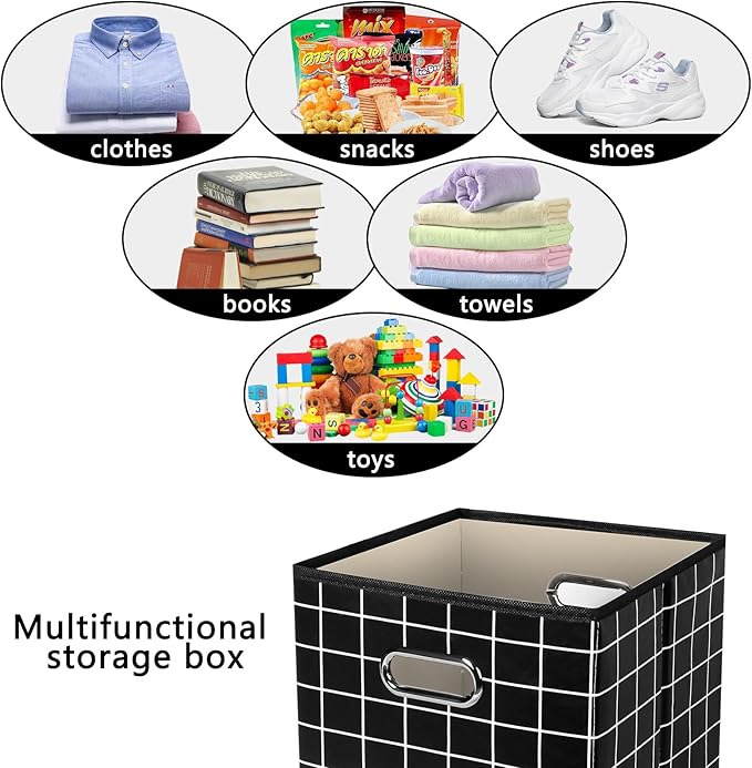 Yunkeeeper storage bins Cubes, Fabric Cube Organizer with Handle, Foldable Cube Bins for Cloth or Accessary Storage, 11x11x11